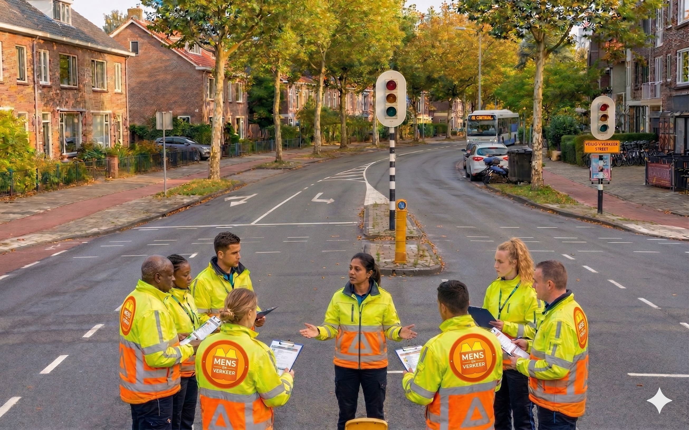 Verkeersregelaars aan het werk